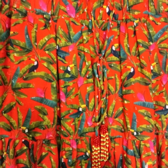 Farm Rio Tucano Paradise Midi Skirt Red Multi Small NWT - Picture 4 of 15
